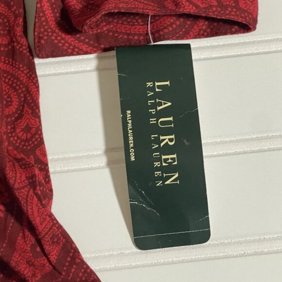 NWT Lauren Ralph Lauren Women’s Sz M Red Paisley Sleep Shirt Pajamas - Picture 8 of 12